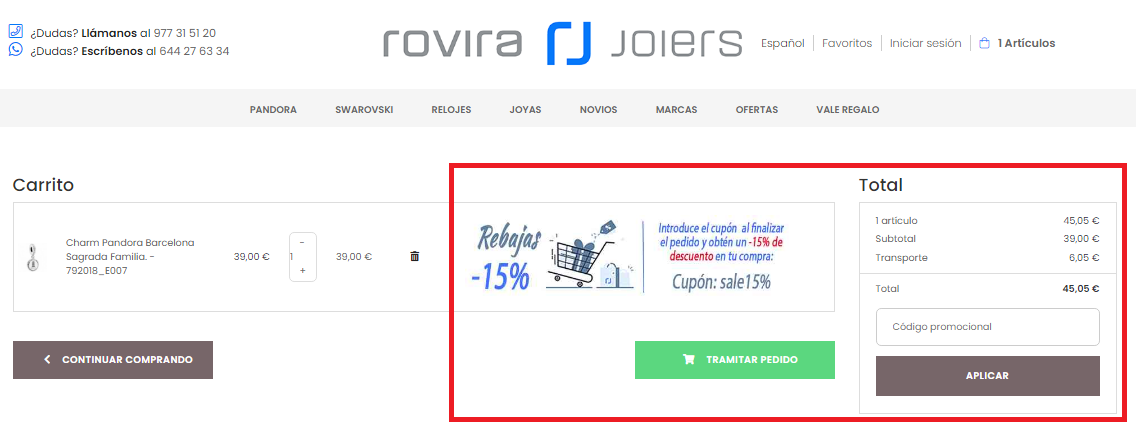 cupon descuento rovira joiers